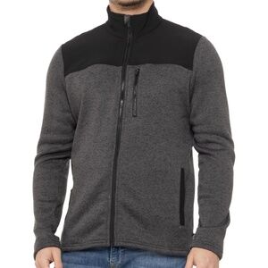 Eddie Bauer Sycamore Full-Zip Knit Sweater Jacket Size M Charcoal and Black